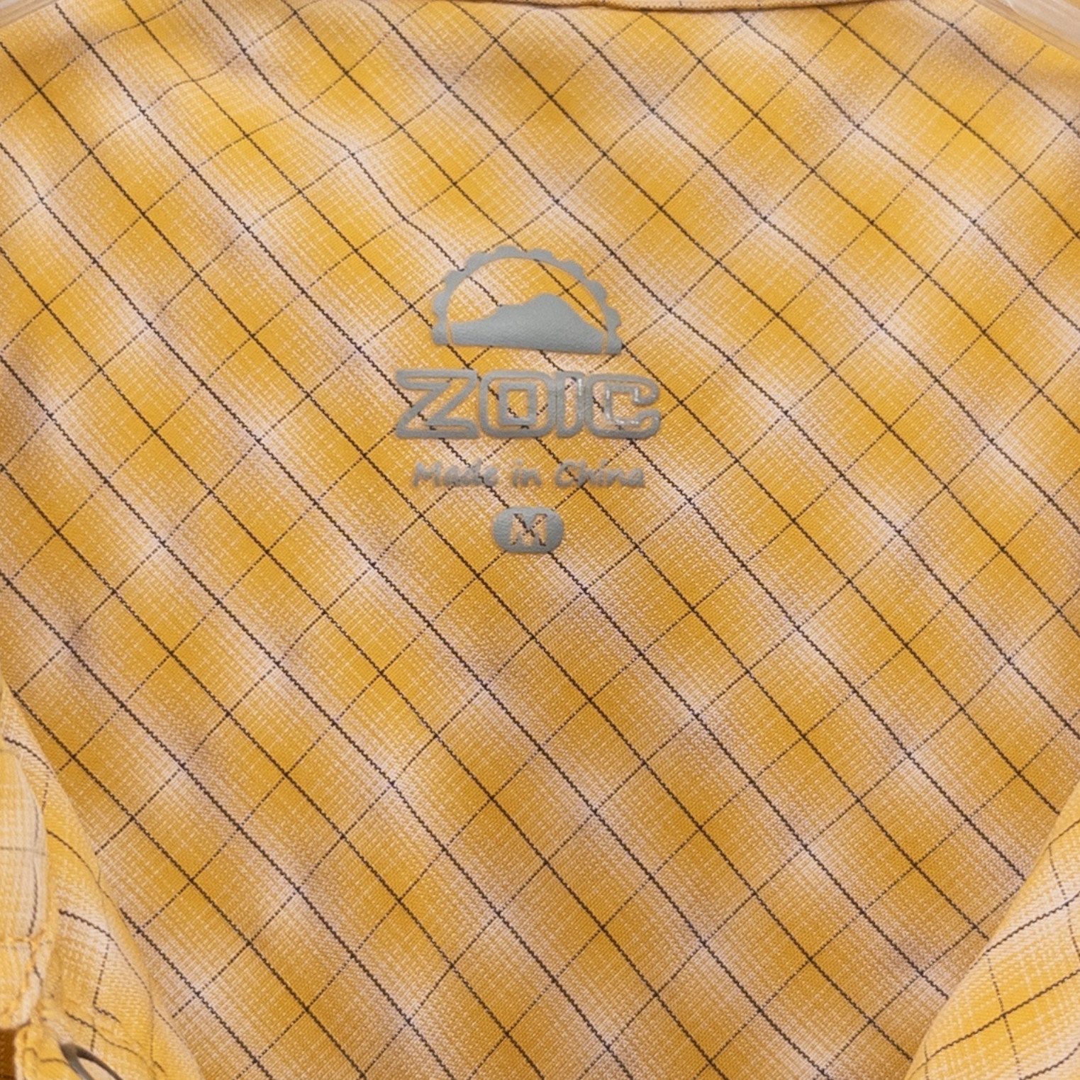 ZOIC Mens Med. Yellow Plaid Short Sleeve Shirt Cycling Snaps Pockets Vented Bike