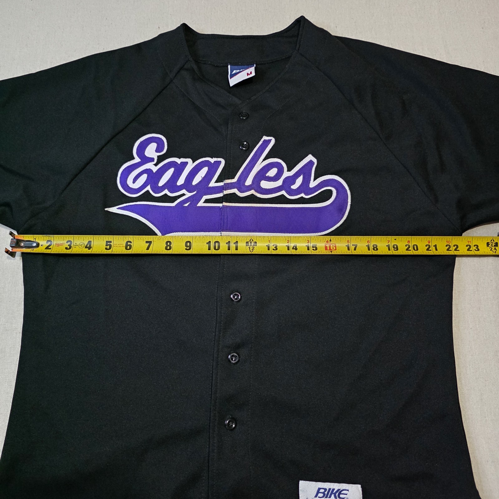 BIKE Athletic Gear Black & Purple “Eagles” Stitched Baseball Jersey Size Medium