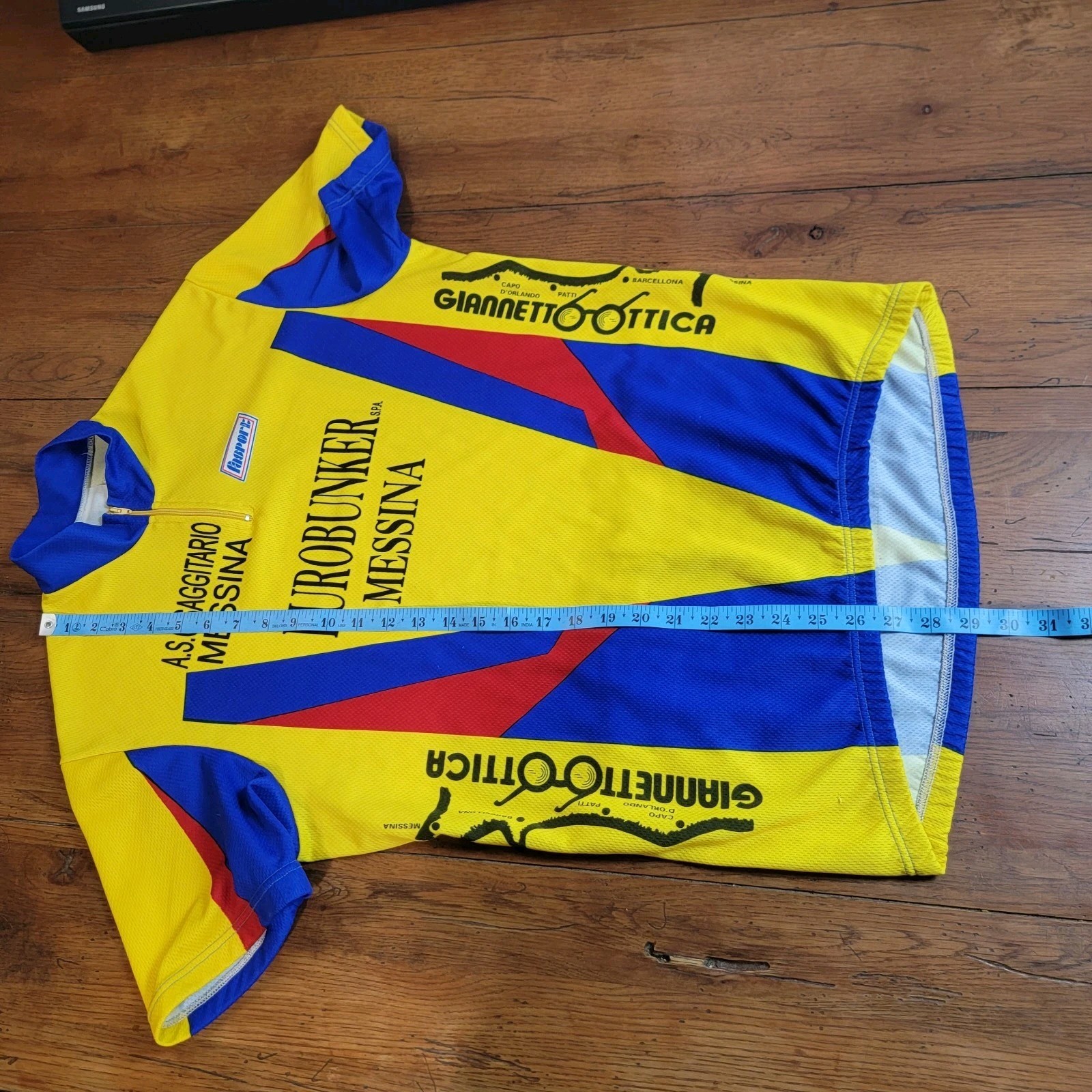 Fasport Mens 52 (L/XL) Cycling Jersey 21.5″ P2P (8/10) Giannett Oottica Messina