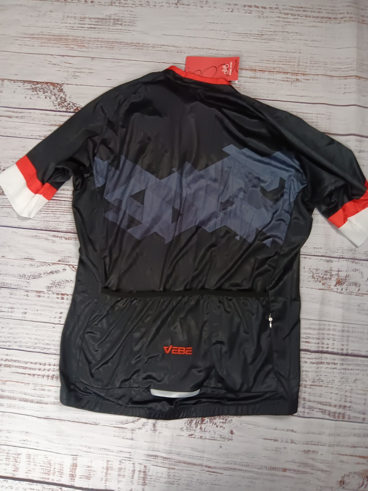 VEBE Sport Bicycle Shirt Cycling Jersey Unisex XXL Black 3 Back Pockets Short