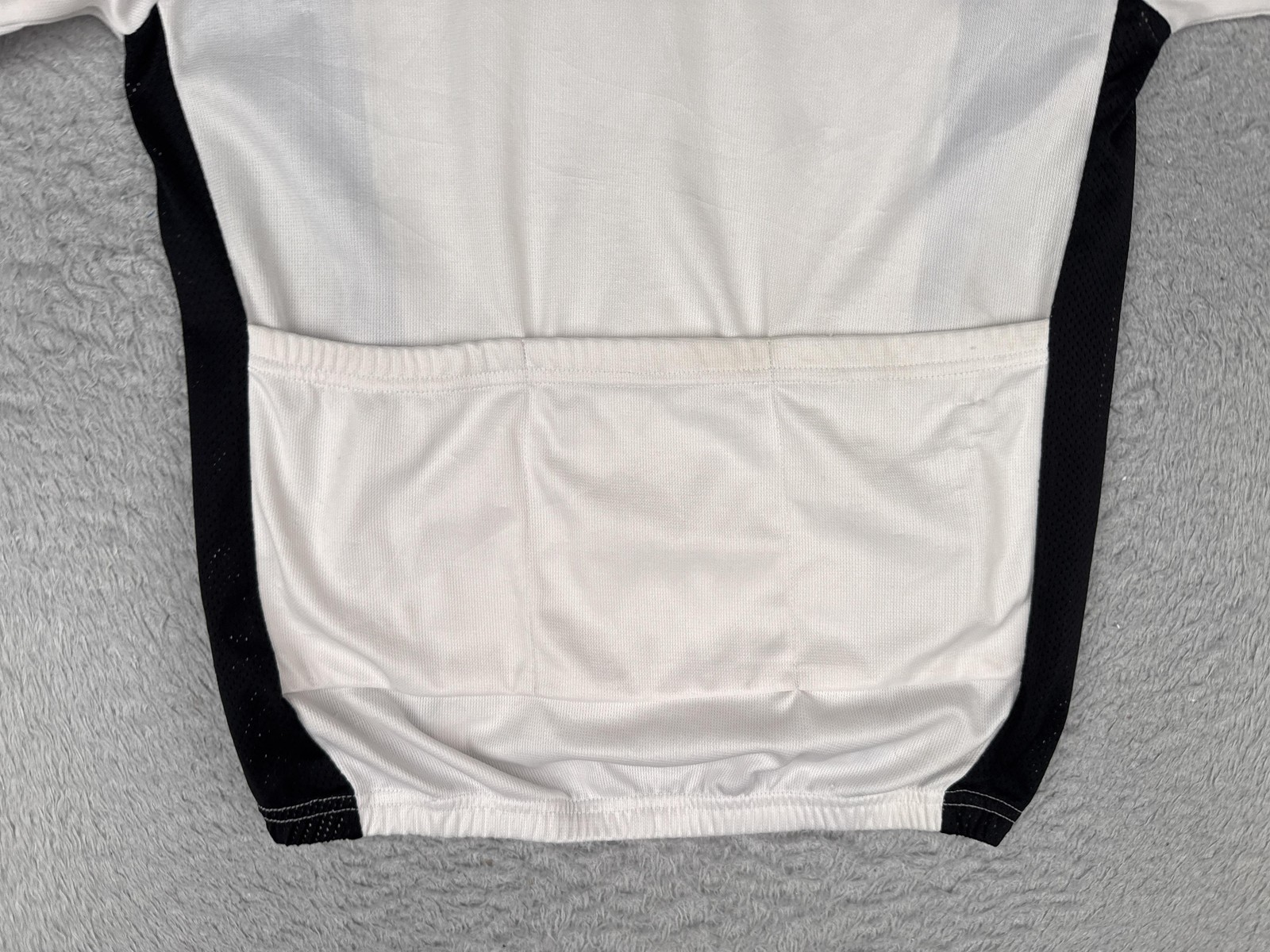 Fetish Cycles Cycling Jersey Mens Medium White Blue Black Zip Pockets Shirt Poly