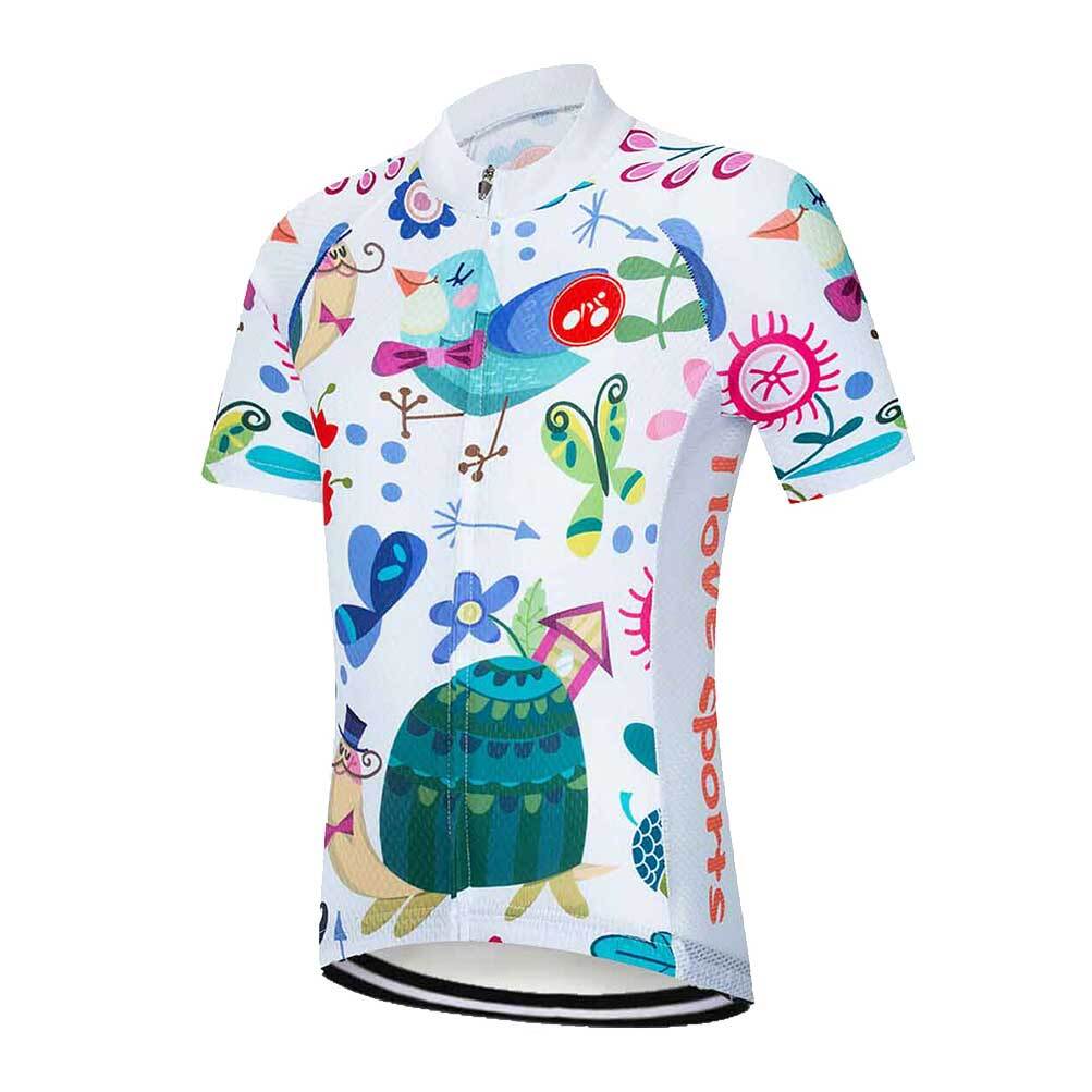 Kids Cycling Jersey Full Zip Girls Boys Short Sleeve Bike Bicycle Jersey Top