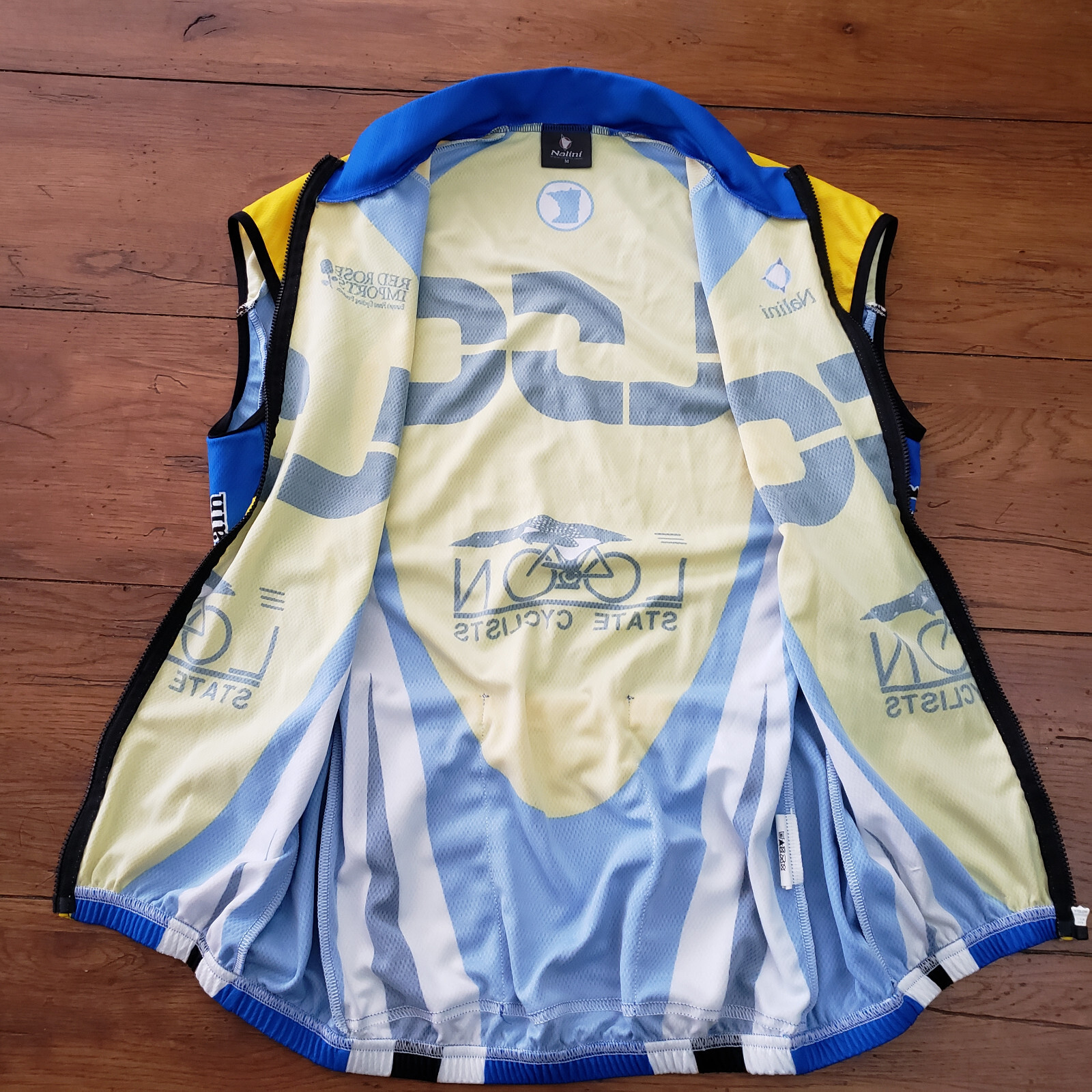 Nalini Cycling Jersey Mens Medium Sleeveless Loon State Cyclists M Yellow Blue