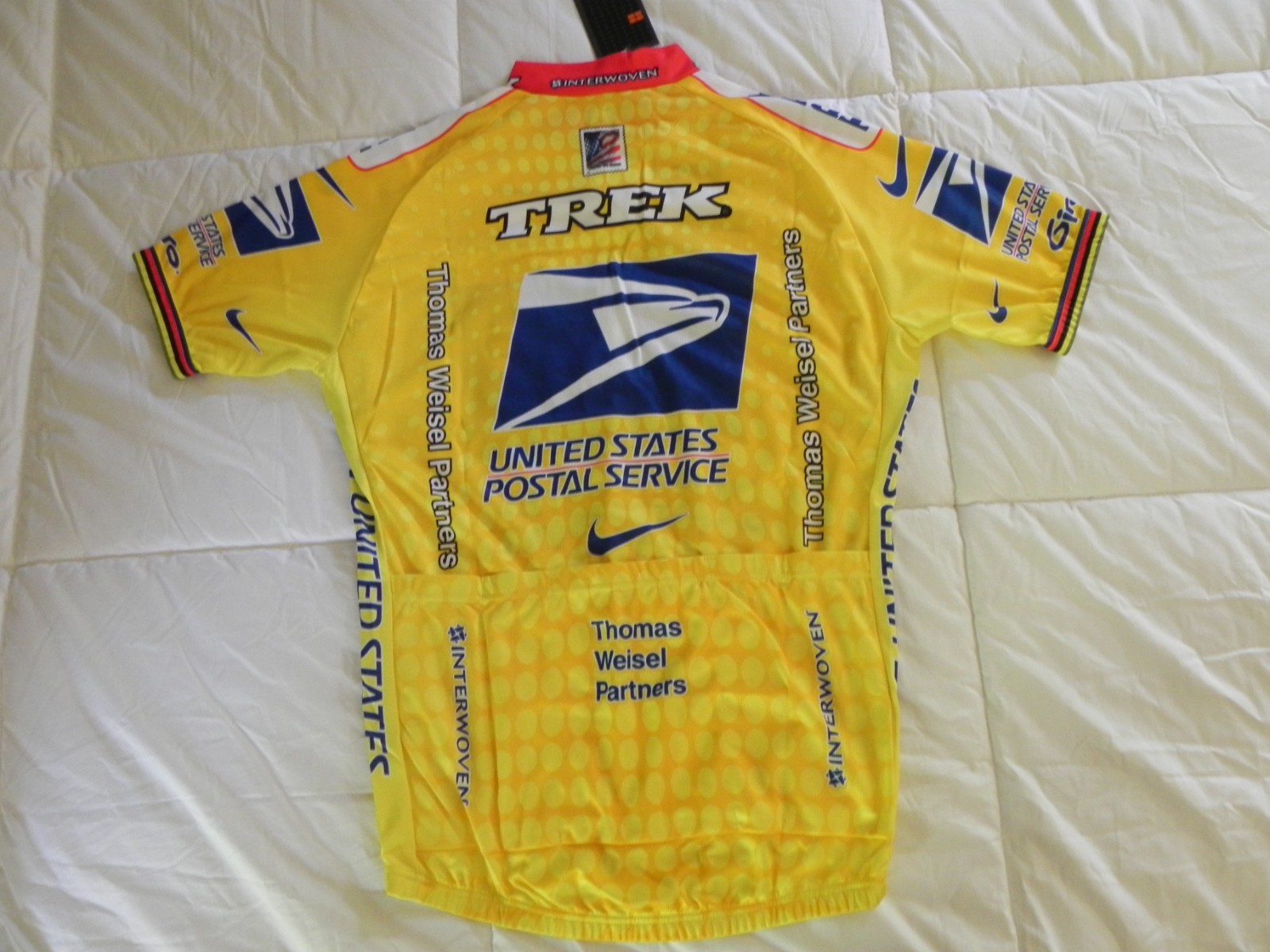 USPS Commemorative cycling jersey,SS Nike dri-fit Yellow Size Small