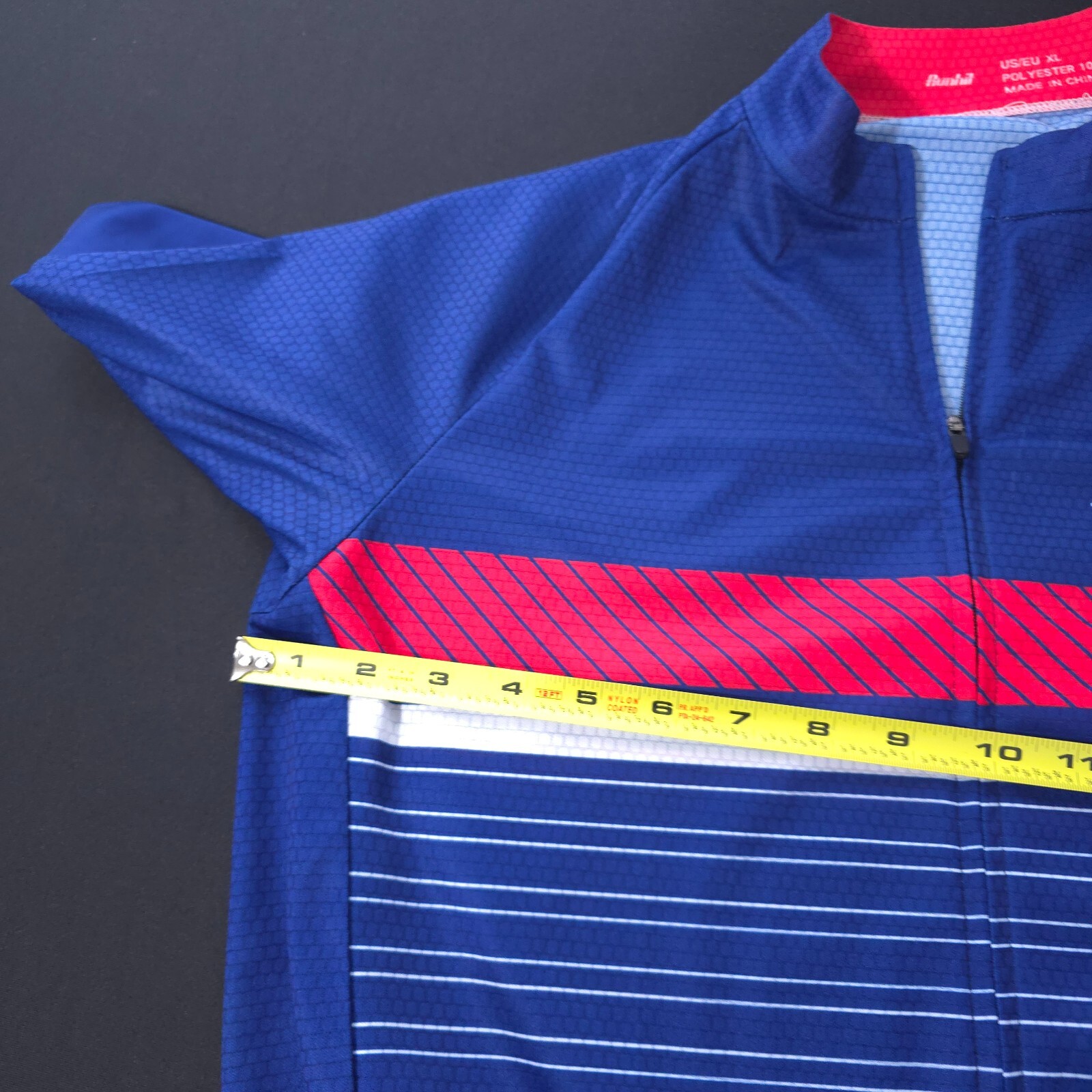 Runhil Clothing USA Men XLarge Cycling Bike Jersey Shirt Red White Blue Pockets
