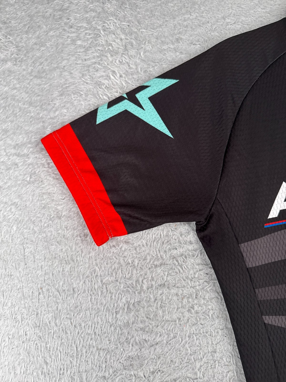 Panache Cycling Jersey Women Large Black Teal American Racing Full Zip Polyester