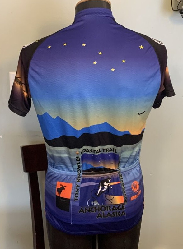 Cycling Jersey Mens Large Full Zip Nimblewear Race Cut Alaska Eagle Beautiful