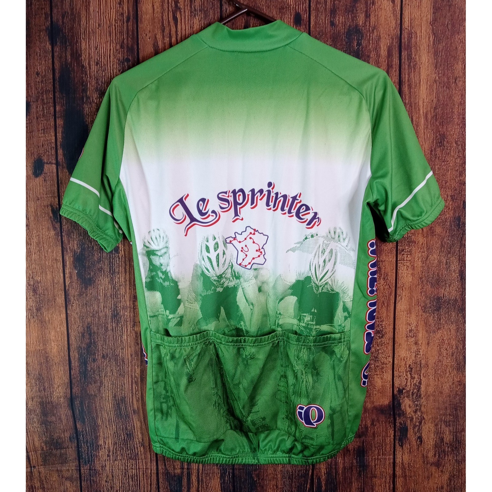 Pearl Izumi Le Sprinter Mens Green White Cycling Jersey Short Sleeve Medium 0669