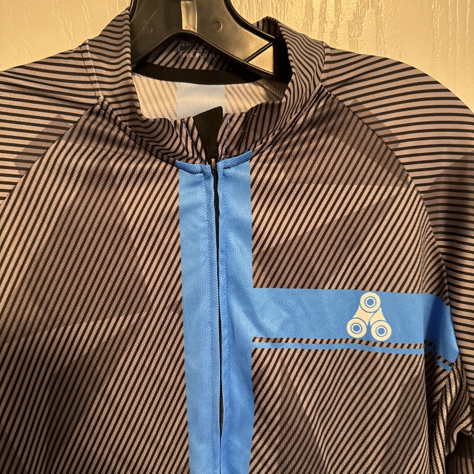 Urban Cycle Racing Jersey Size 2XL Gray Stripe Full Zip Short Sleeve Shirt