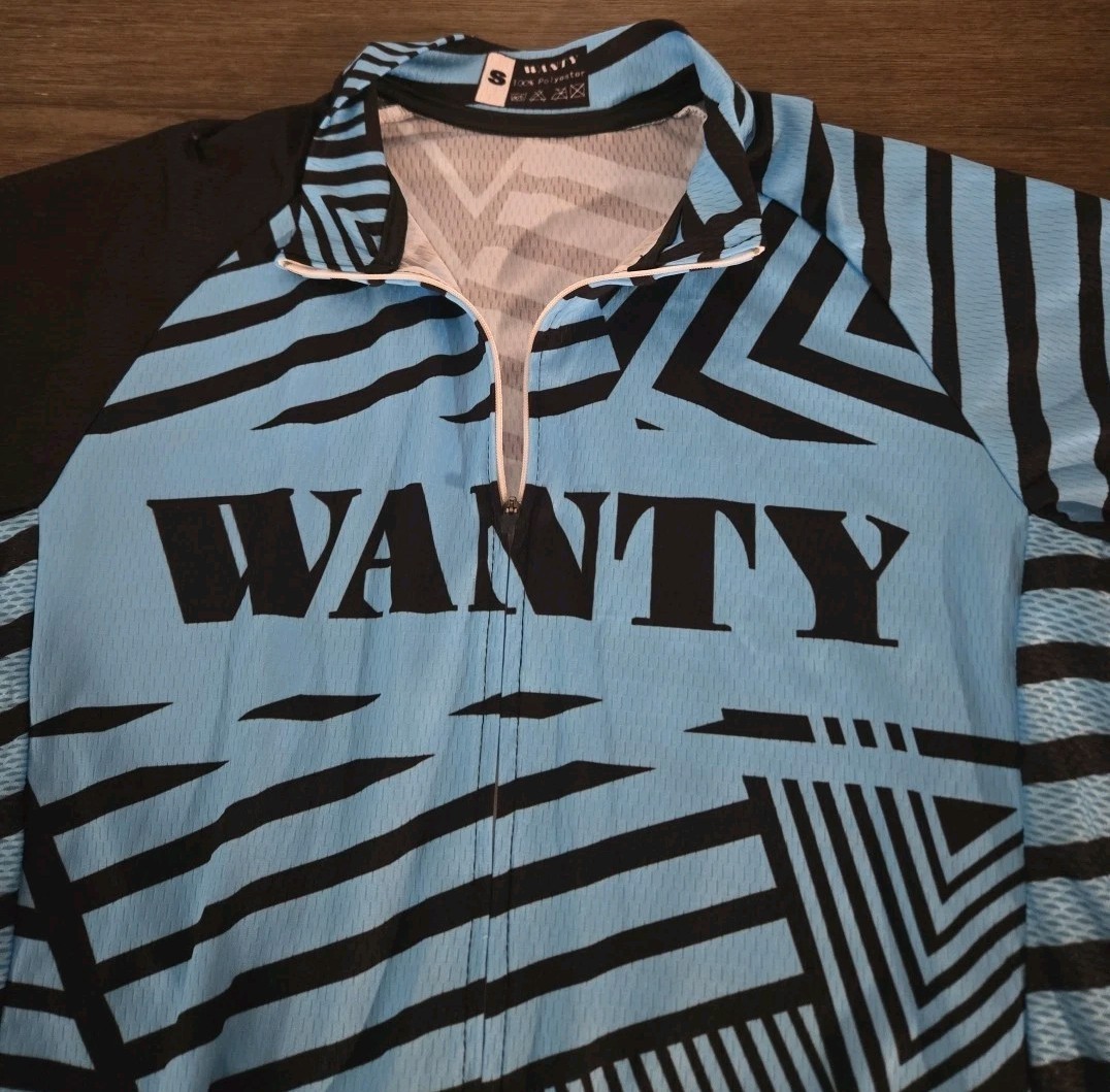 WANTY Pro Cycling Team Jersey – 100% Polyester Breathable Fabric – Size S – Blue