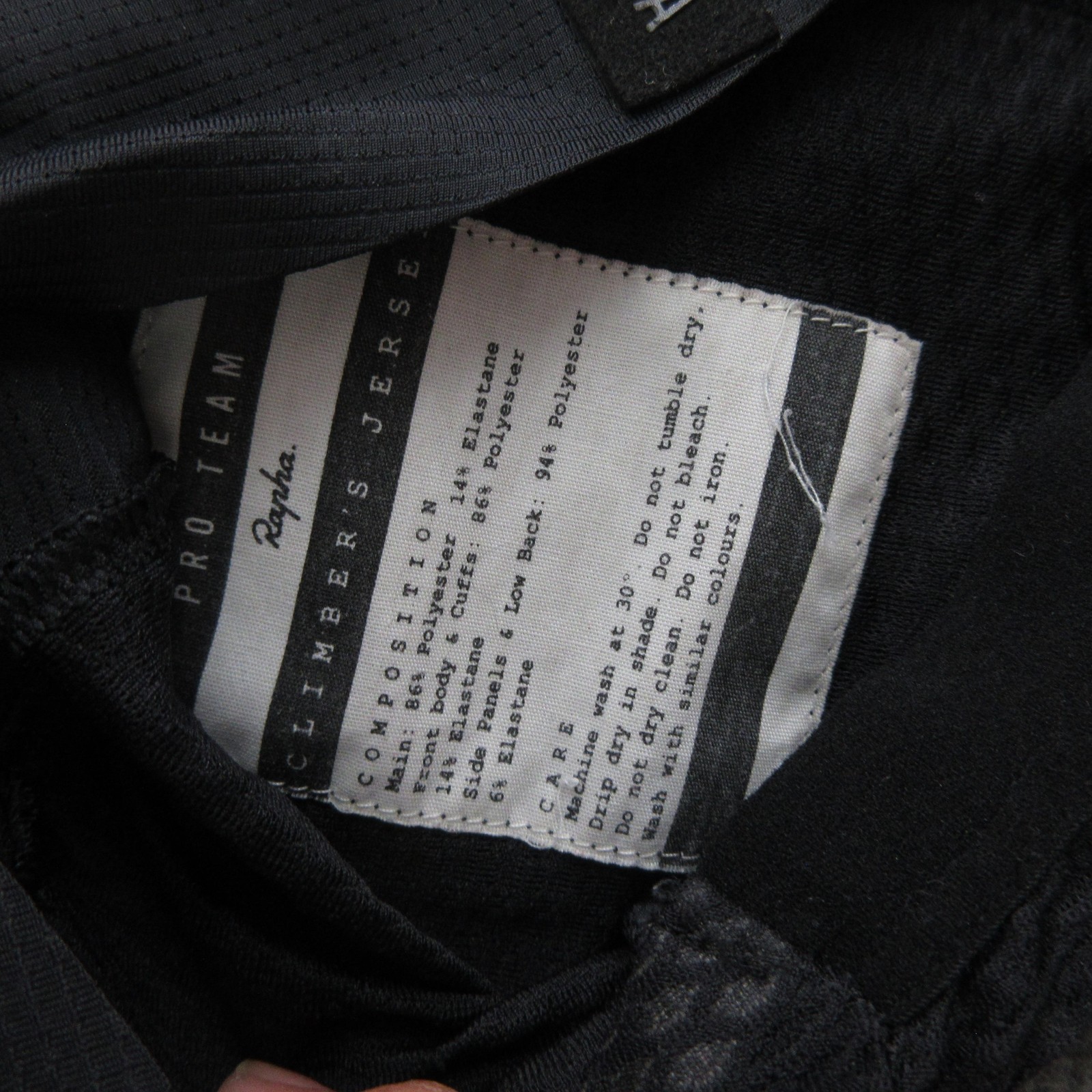 Rapha Pro Team Climbers Cycling Jersey Mens Medium Black Short Sleeve Full Zip