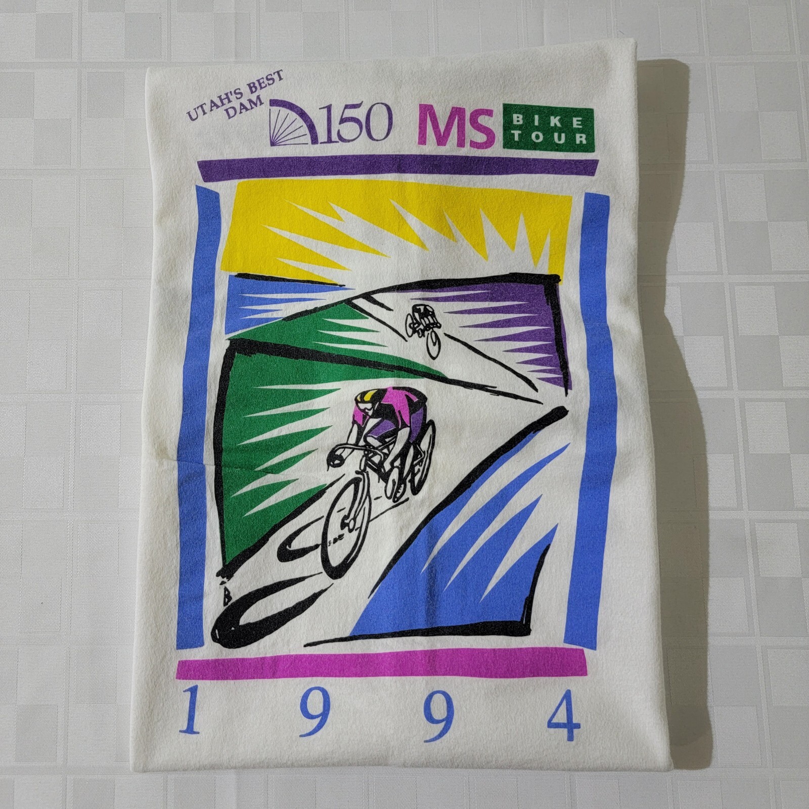 Vintage 1994 XL Hanes USA Single Stitch Utahs Best Dam MS Bike Tour Tshirt Tee