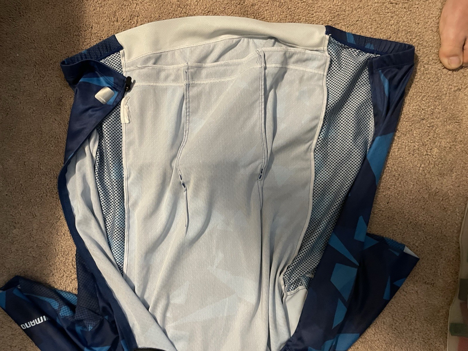 Shimano Cycling Jersey Women’s XS Blue Geometric Triangles Shapes Full Zipper