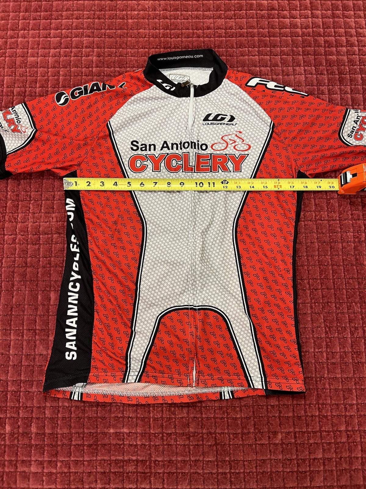 Louis Garneau Men’s Large Women’s XXL San Antonio Cyclery Graphic Red Bike Shirt
