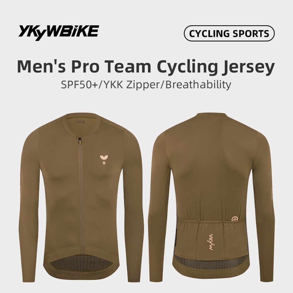 YKYWBIKE Men Pro Cycling Jersey Long Sleeve Breathable Shirt Summer Tops SPF50+