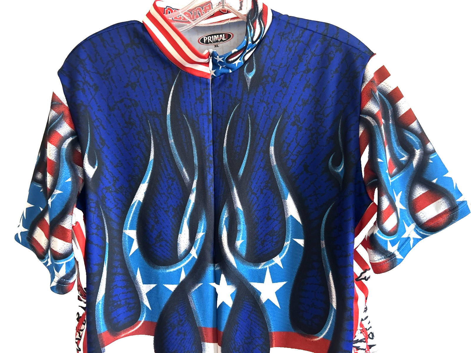 Primal Cycling Jersey Flame Out American Flag Red White Blue ShortSleeve Mens XL