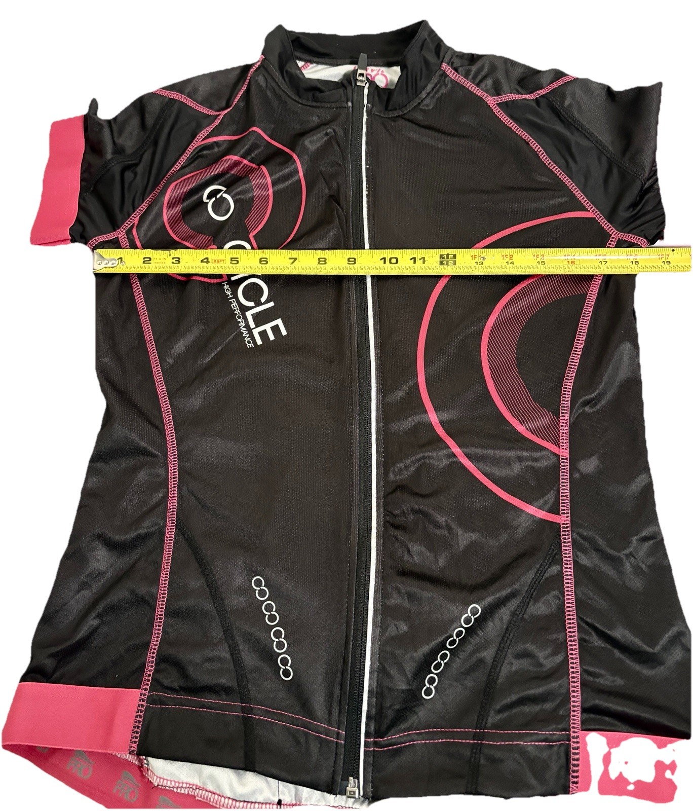 Crivit Pro Women Cycling Jersey Black Pink BIking Sz L Active Pockets Full Zip
