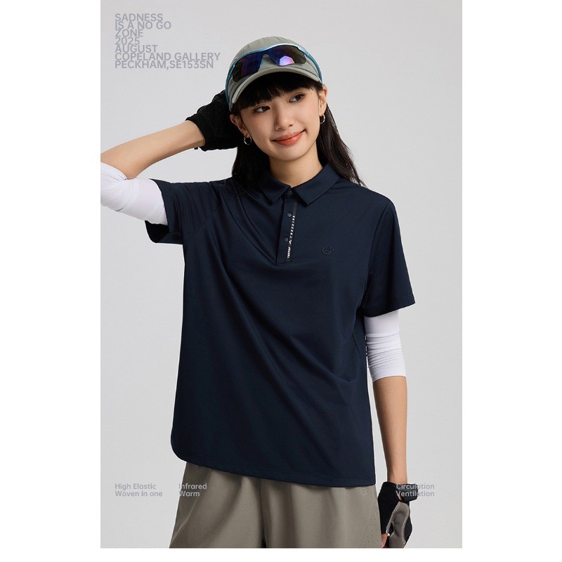 2025 Spring Summer New Women and Men Short Sleeved T-Shirt with Lapel Collar