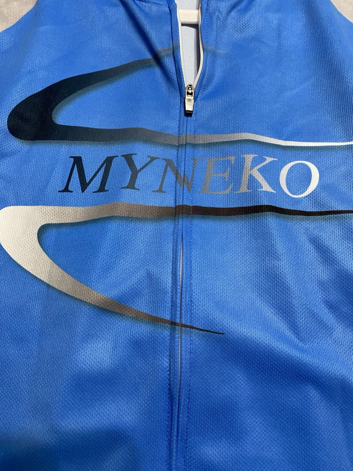Myneko Bicycle Jersey Mens XXXL 100% Polyester Full Zip Blue/Gray/White