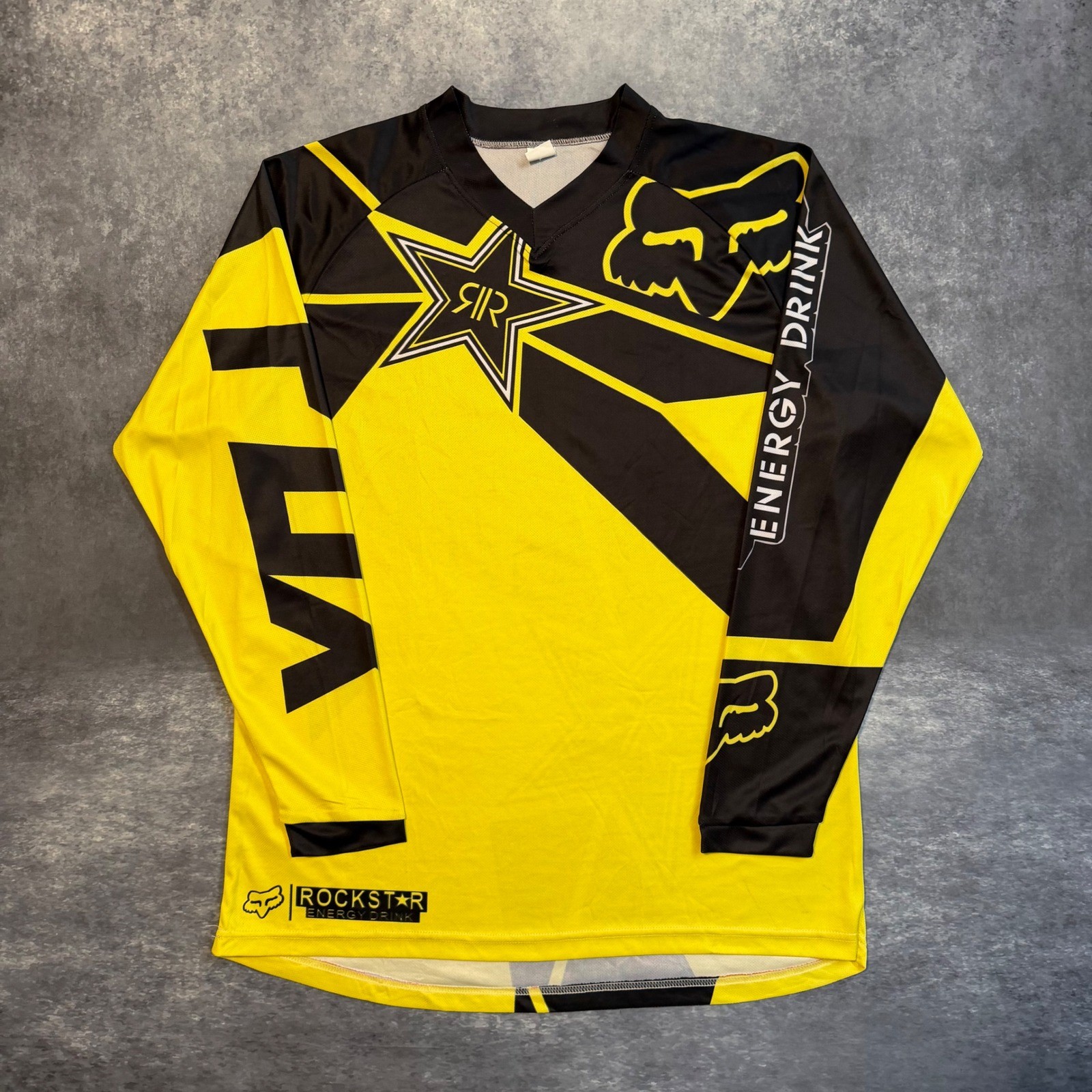 Y2K Fox Racing Rockstar Energy Drink Motocross Jersey Mens XL Yellow Black