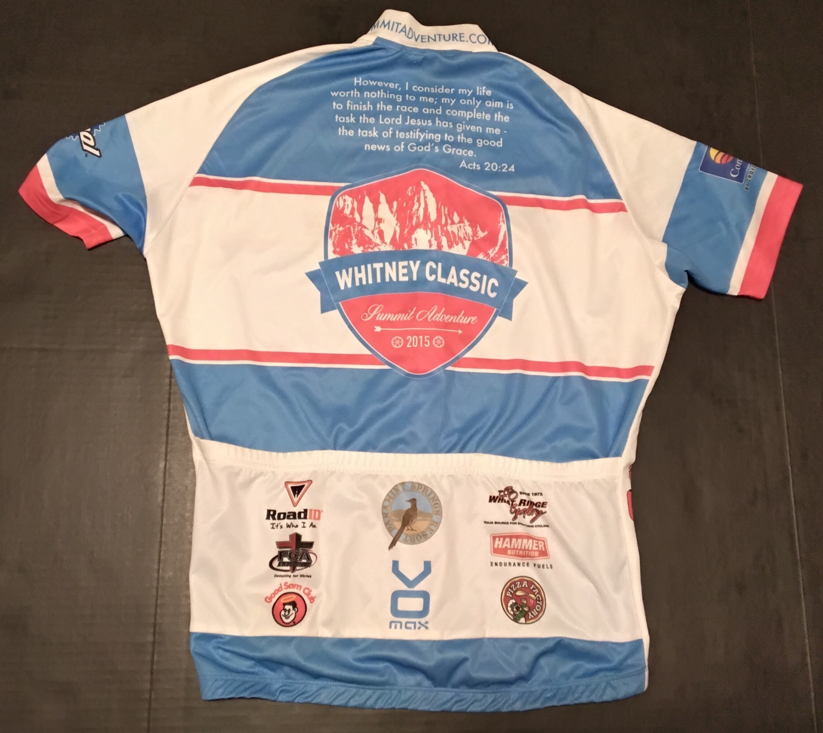 VOMax 2015 Whitney Classic Full Zip Short Sleeve Race Fit Cycling Jersey XL