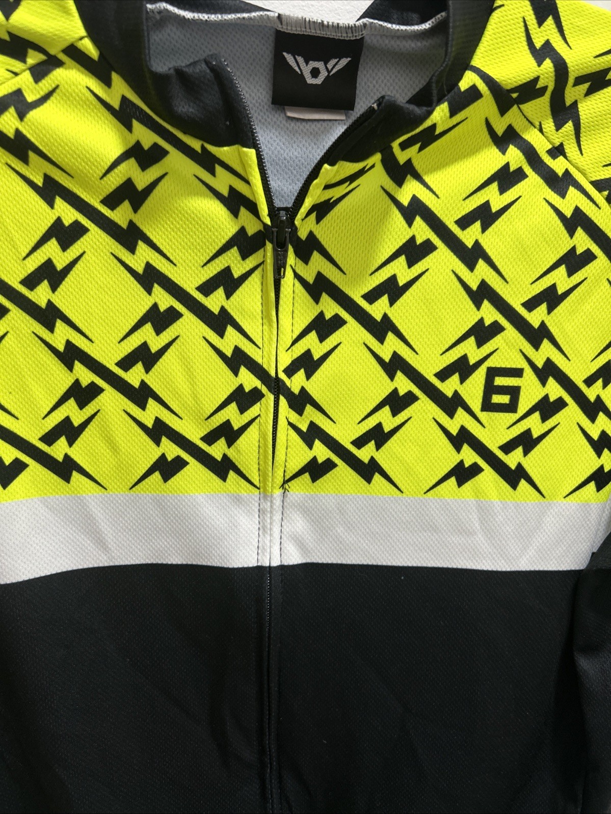 Twin Six Cycling Jersey L Lightning Bolt Short Sleeve Full Zipper Made In USA