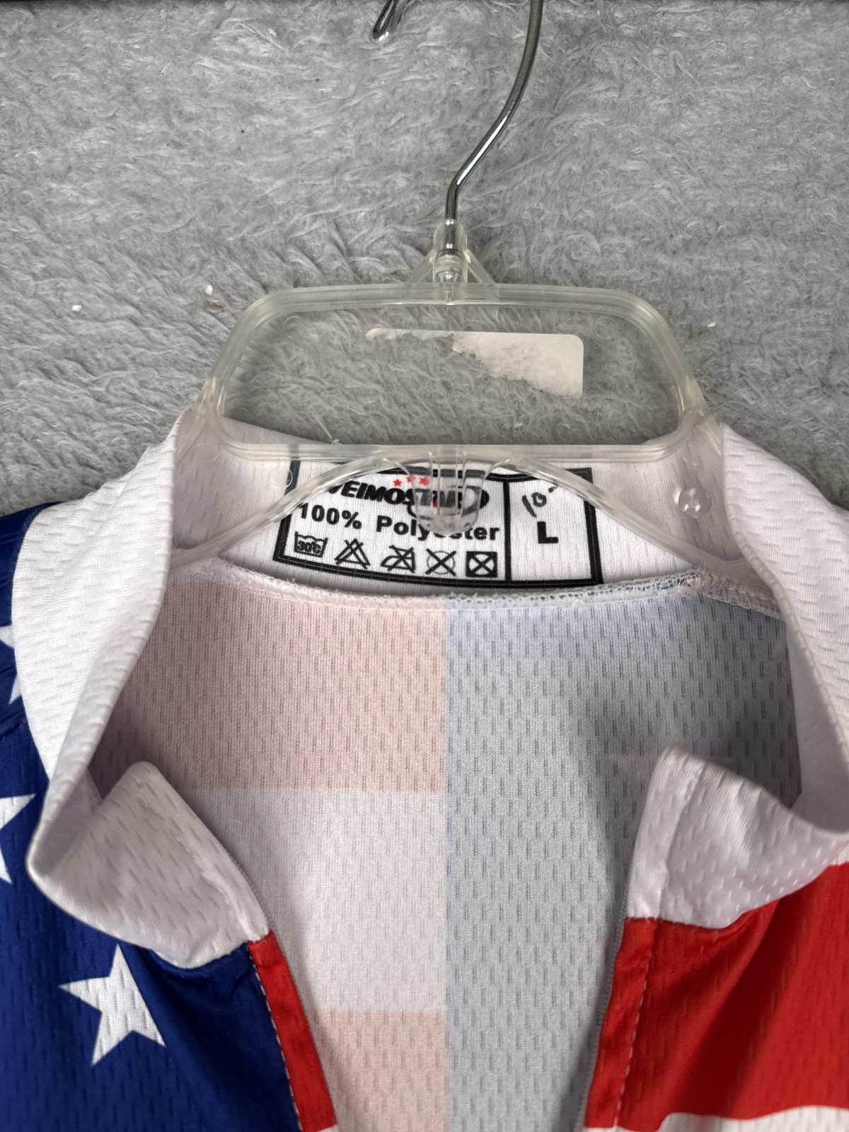 Weimostar Cycling Jersey Mens Large USA Flag Eagle Full Zip Pockets Bike Top