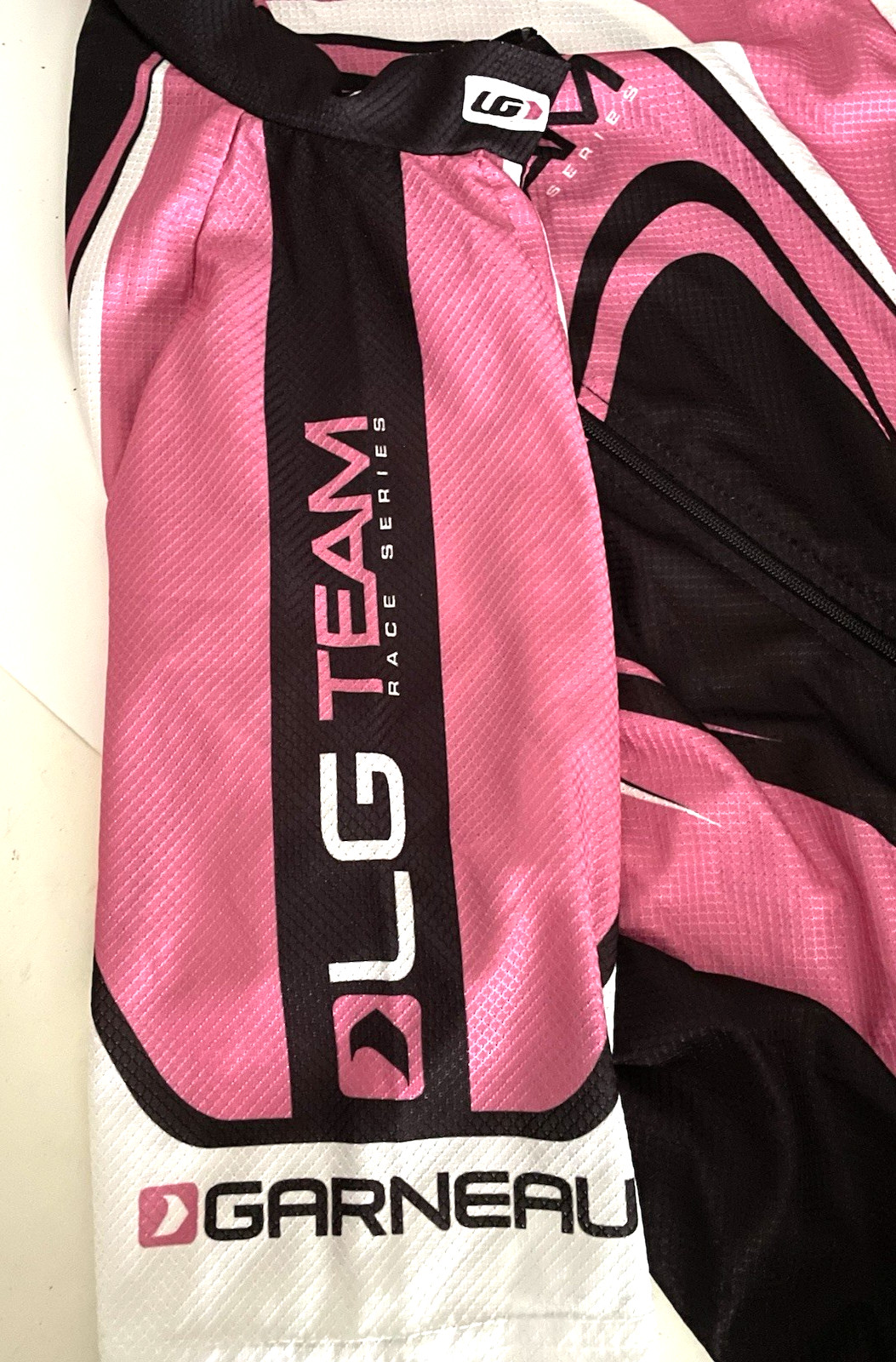 LOUIS GARNEAU Women’s M PINK & BLACK Bike Cycling Jersey Full Zip Shirt LG TEAM