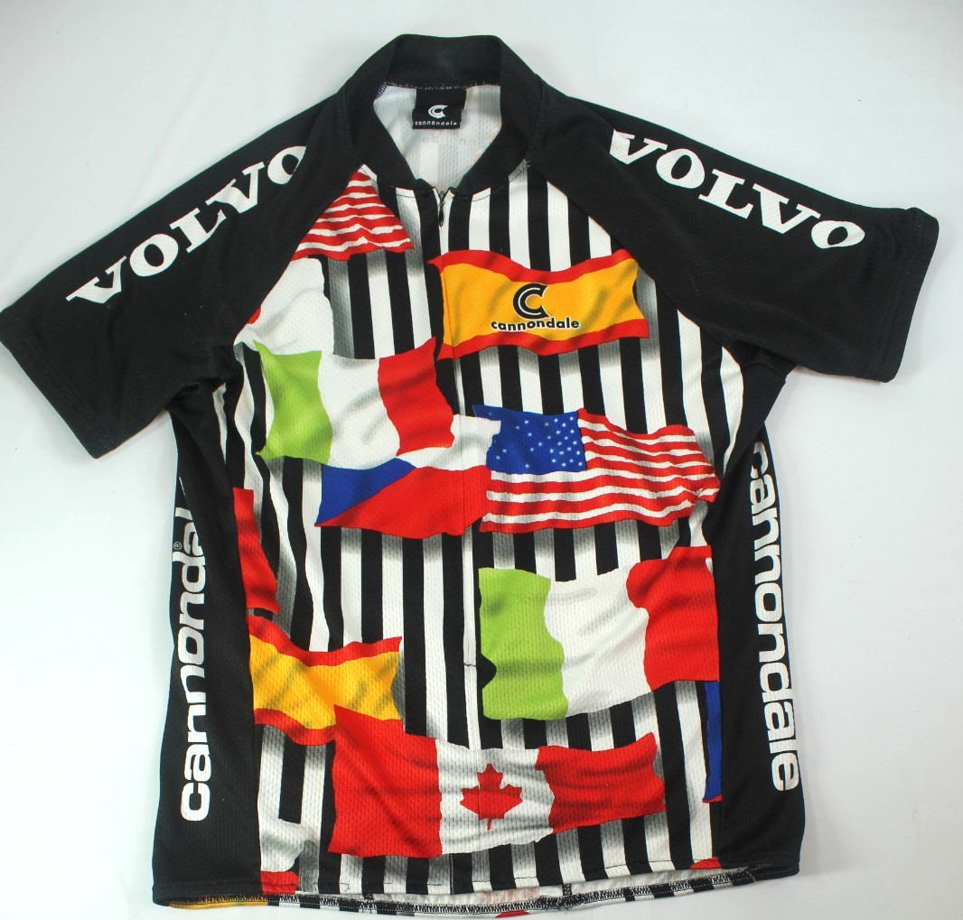 Cannondale Unisex Cycling Jersey L Large Nation Flags Volvo 3/4 Zip USA Made
