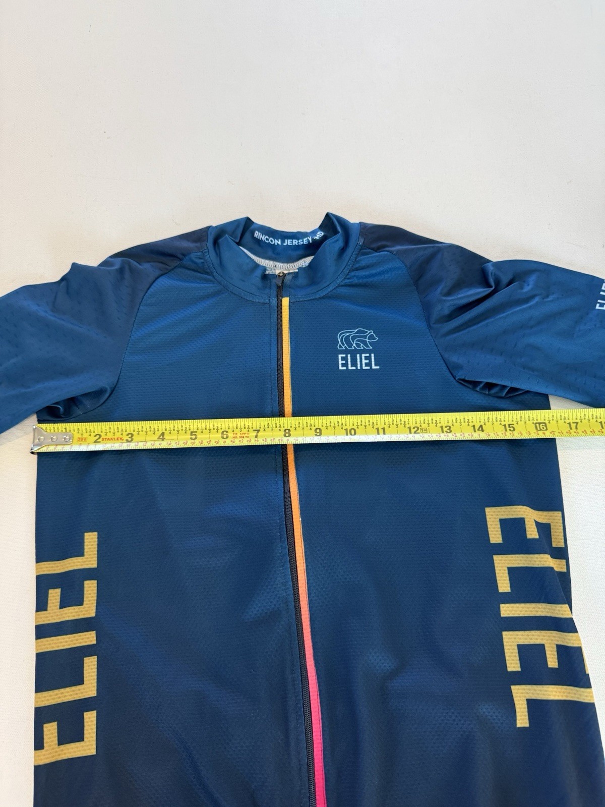 Eliel Rincon Men’s Cycling Jersey Blue Short Sleeve Full Zip Pockets Size Medium