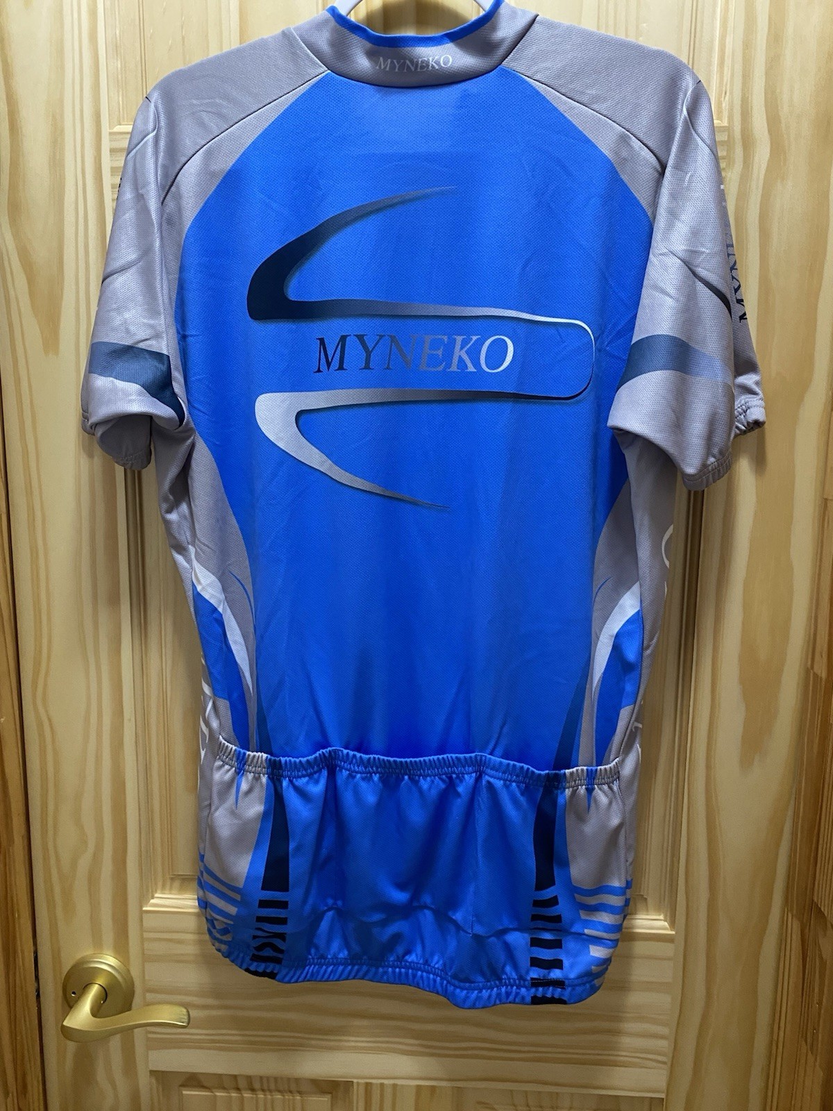 Myneko Bicycle Jersey Mens XXXL 100% Polyester Full Zip Blue/Gray/White