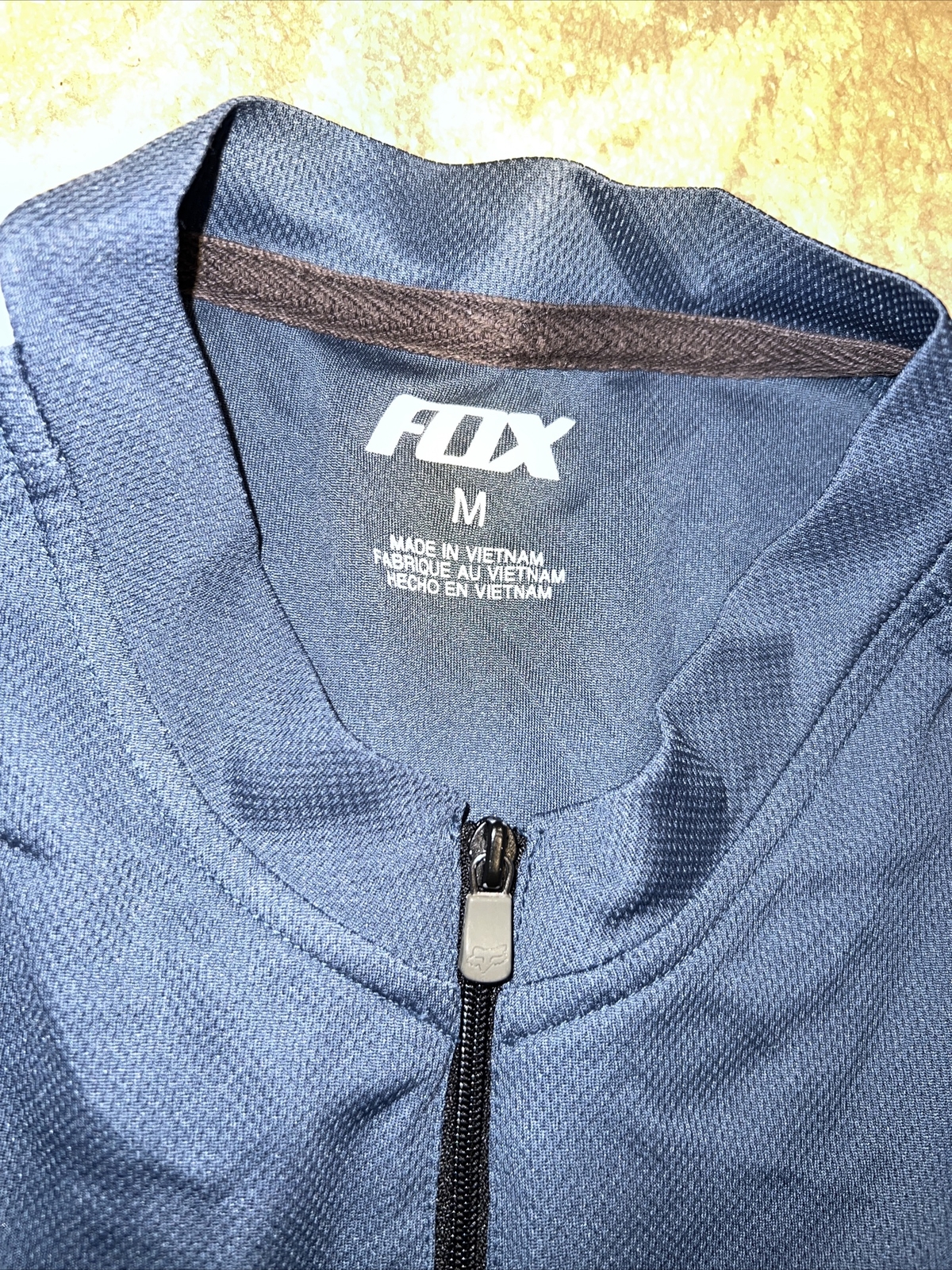 Fox Racing Cycling Shirt Short Sleeve 1/4 Zip Mesh Polyester Sz Medium Blue