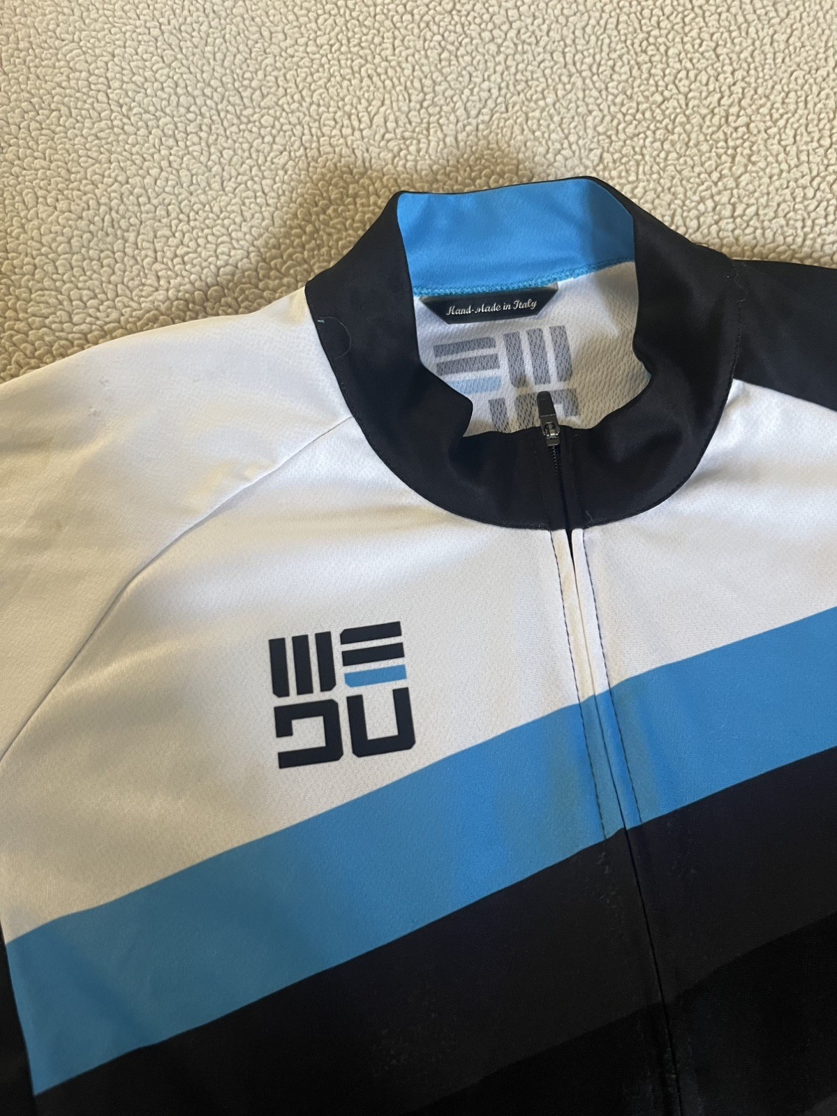 WEDU Giordana Men Sz M Navy Blue S/S Full-Zip Cycling Jersey Shirt Italy