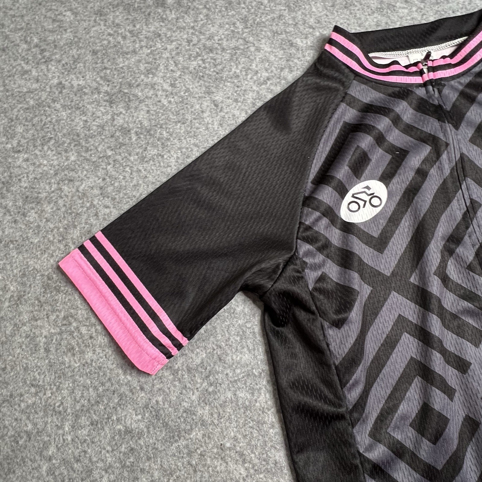 Zero Bike Womens Full Zip Cycling Jersey Pink Gray Black Size S