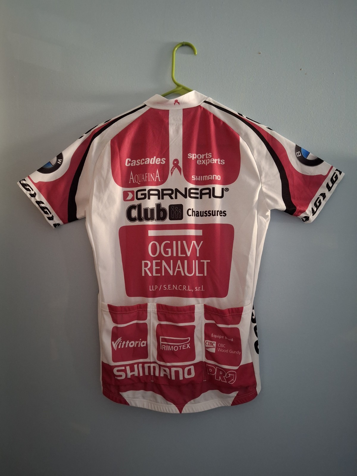 Louis Garneau Bike Shirt Breast Cancer Cycling Aquafina Oglivy Renault BMW M