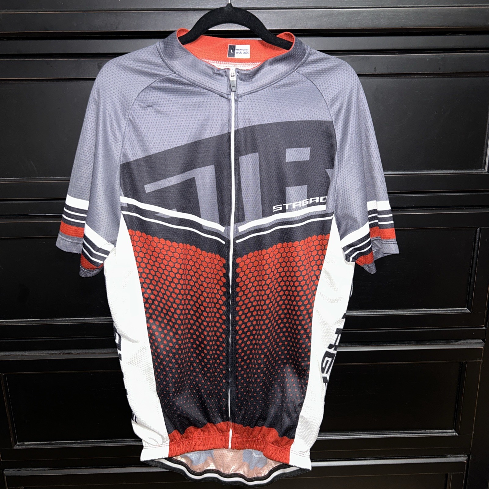 Strgao Size L Mens Full Zip Elastic Waist Pocket Short Sleeve Cycling Jersey 166