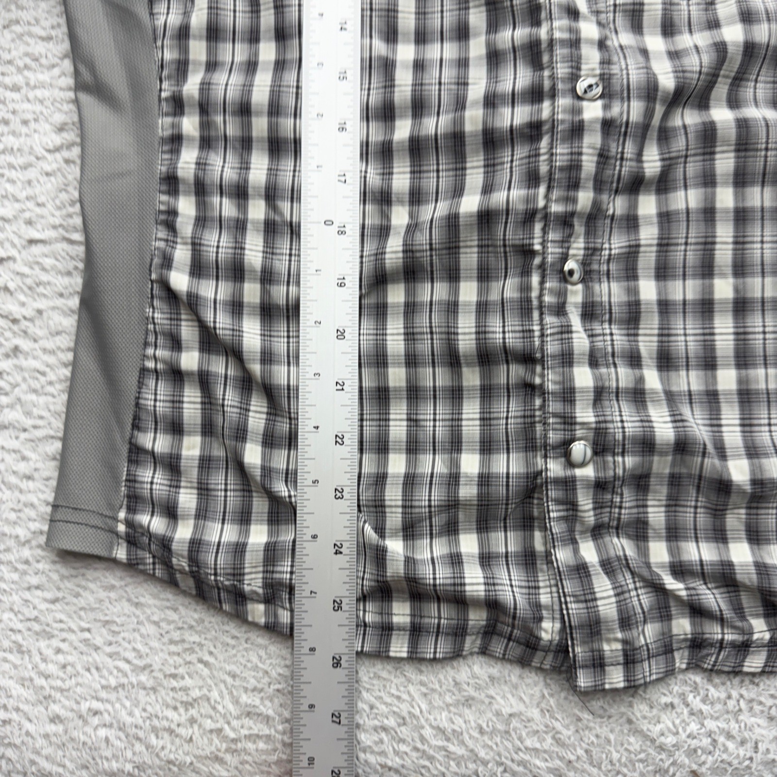 Club Ride Mens Gray Plaid Short Sleeve MTB Cycling Shirt Hidden Zip Snap Small
