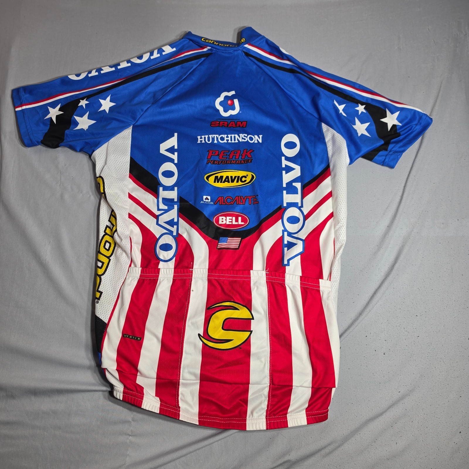 Cannondale Volvo Cycling Jersey Mens Large Full Zip Light Wear Red White Blue