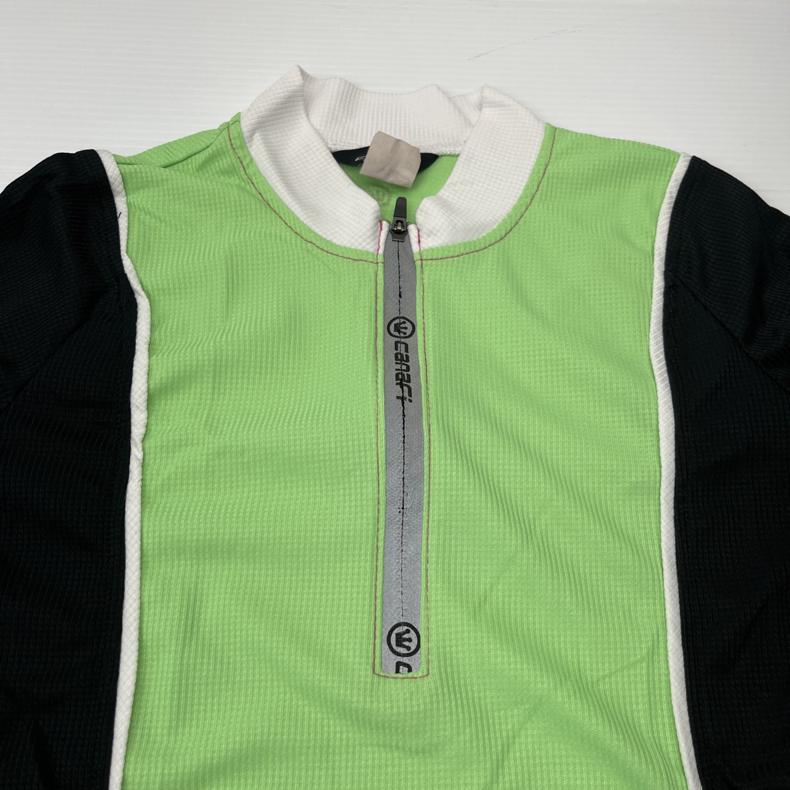 Canari Women’s CYCLING Biking JERSEY Large L Back pockets 1/2 Zip Green Black