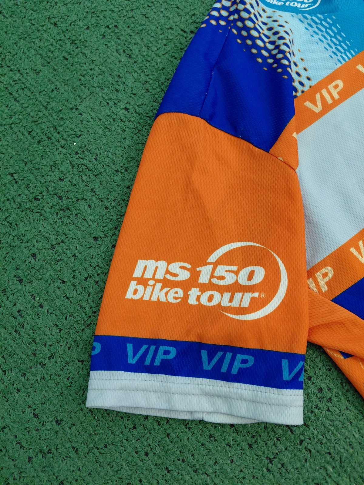 VINTAGE 2005 Voler MS 150 Bike Tour Blue & Orange Zip Up Cycling Jersey Sz Mediu