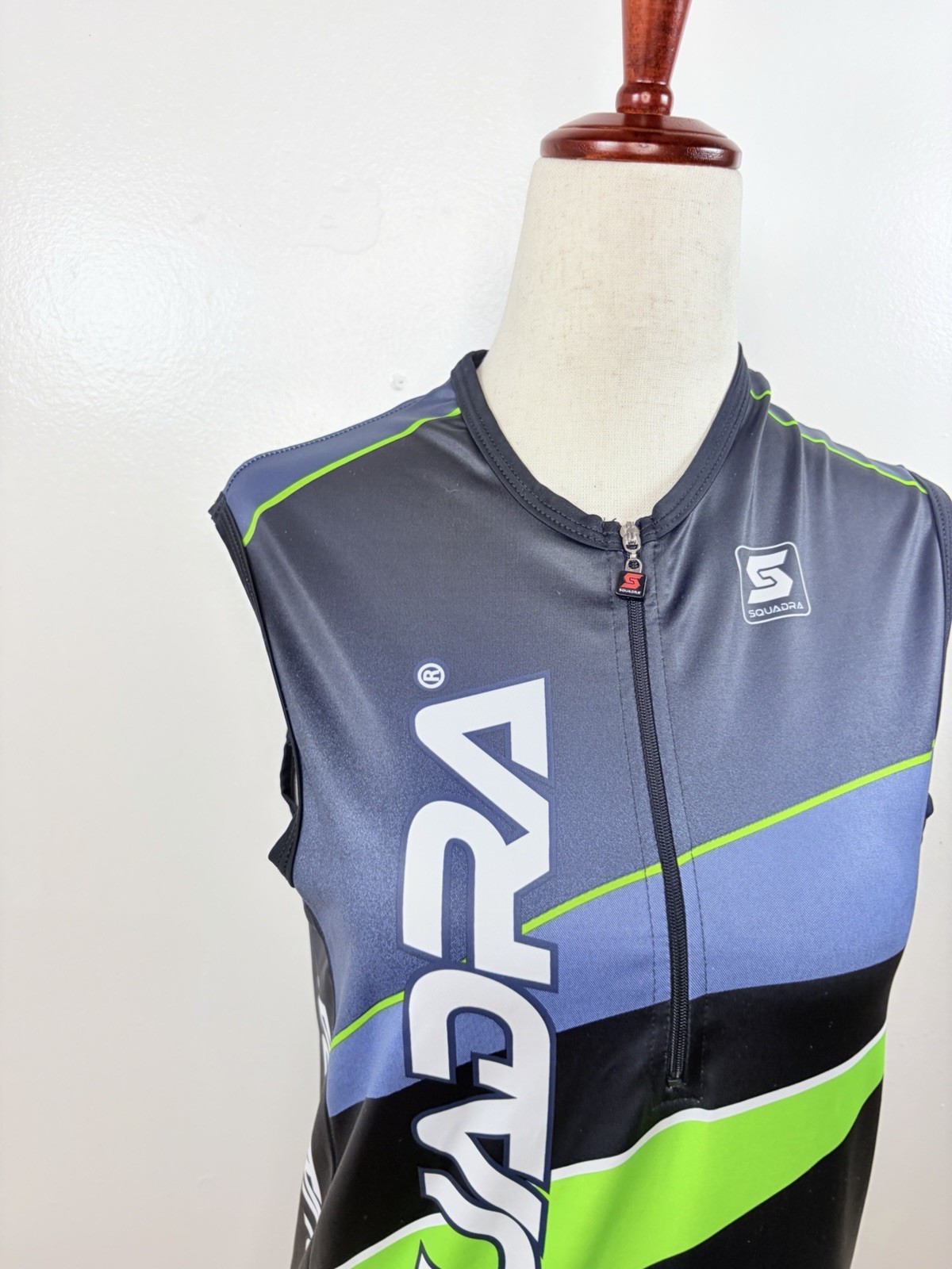 SQUADRA Black Green Unisex Tri Cycling Jersey L