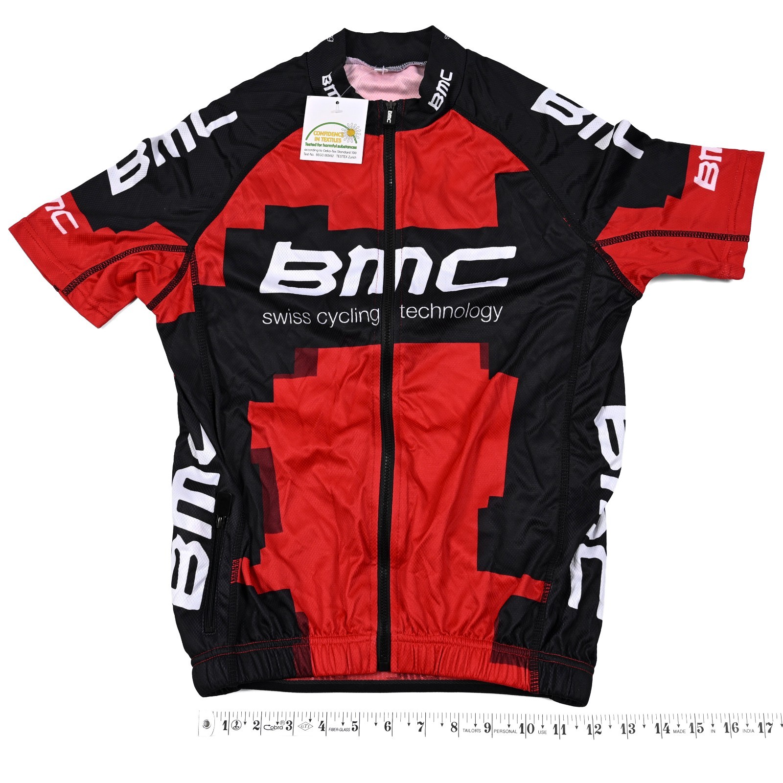 BMC Swiss Mens Small Red Short Sleeve Cycling Road Bike Full Zip Jersey NWT