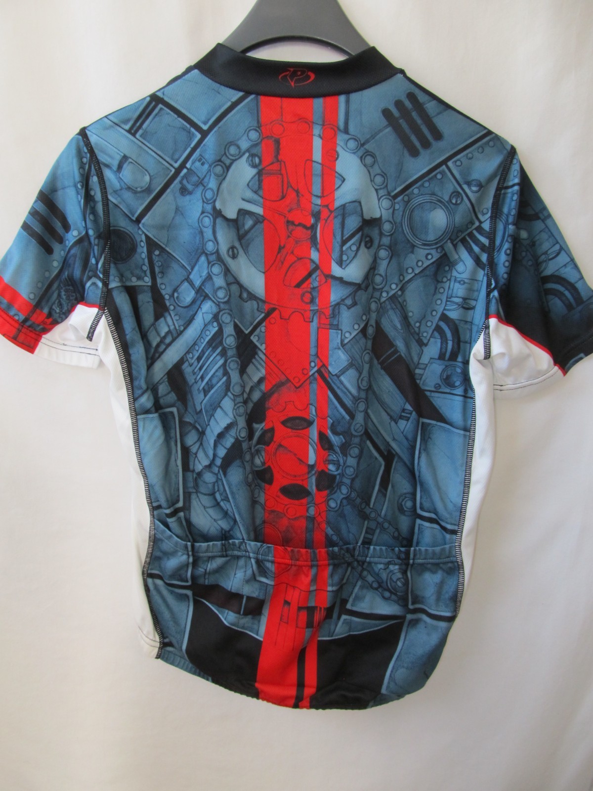 PRIMAL Men’s Bike Jersey Gears Machinery Design -Blue Red Black White Size S
