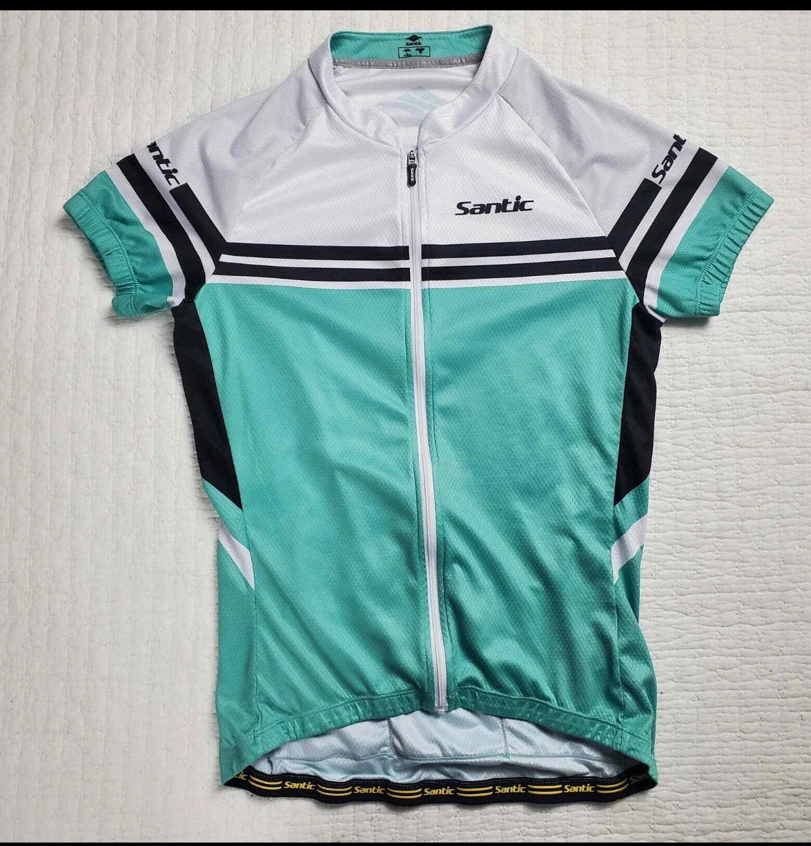 Santic Short Sleeve Cycling shirt Full zip w/ Back pockets large