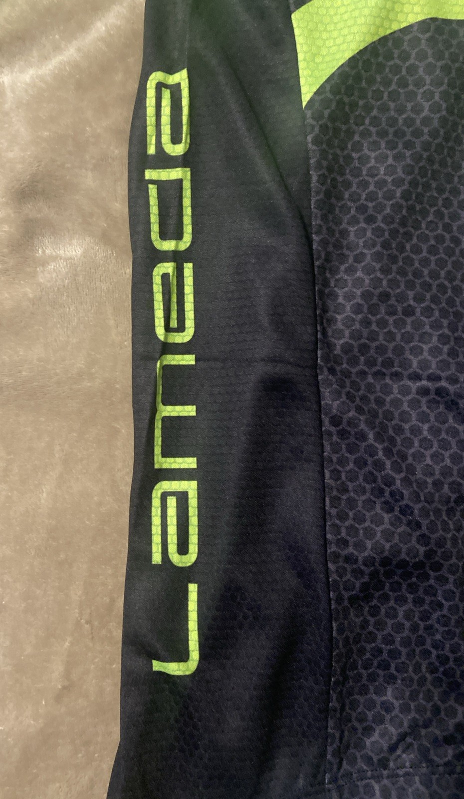 Lameda Men’s XL Cycling Jersey Short Sleeve Shirt Full Zip Black Green High Vis