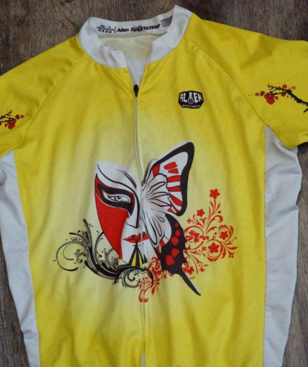 Alien Sports Wear Cycling Bike Bicycle Jersey Shirt Mens XL Yellow full Zipper
