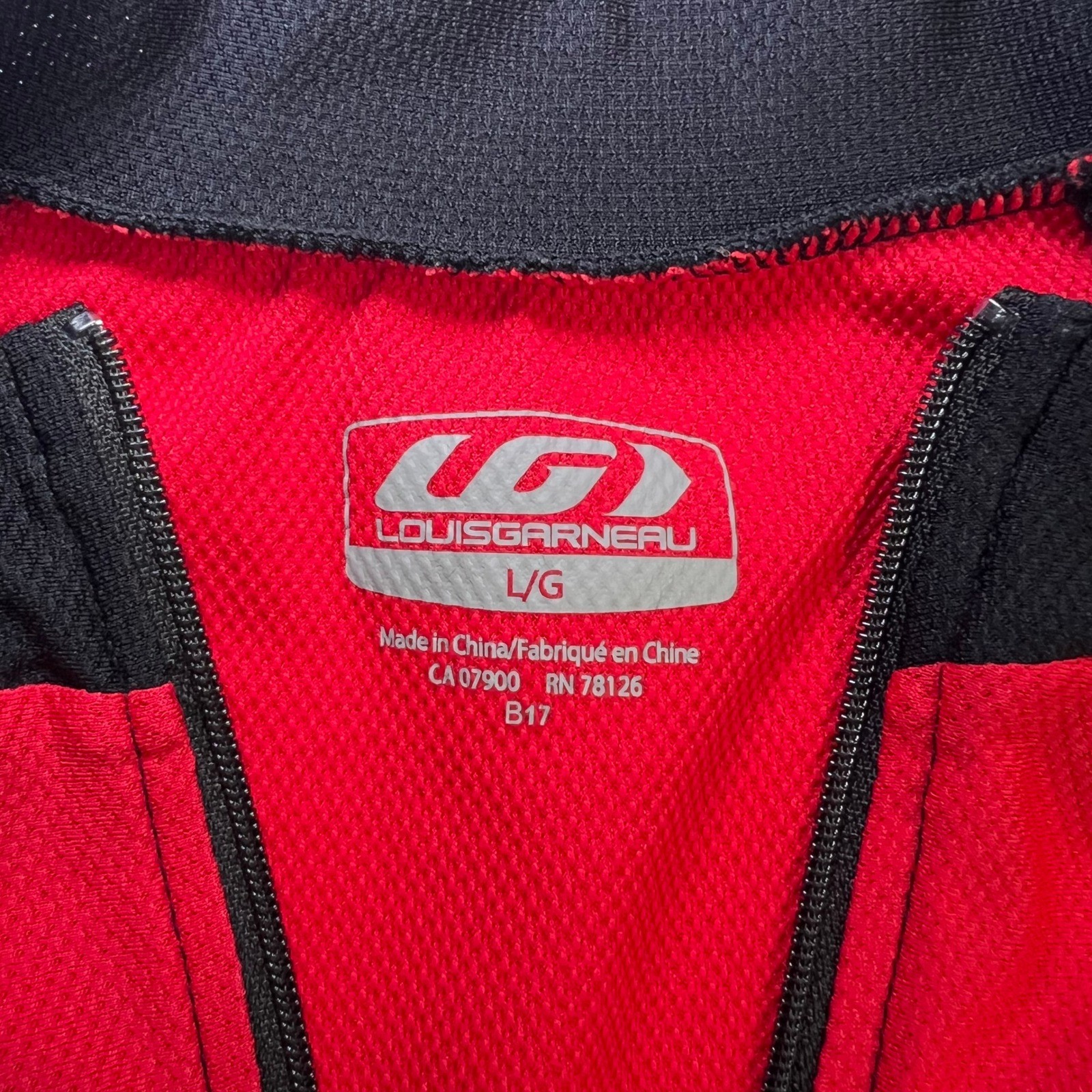 Louis Garneau Cycling Jersey Mens Large Black Red Long Sleeve Full Zip Bike