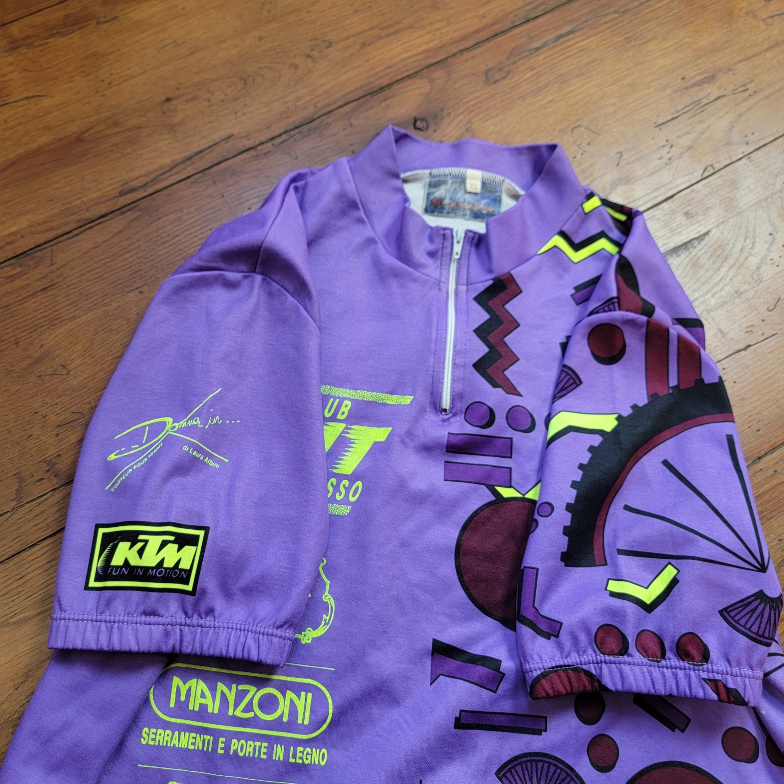 Vintage KTM Mens XL Cycling Jersey 21.5″ P2P (8/10) Italy Purple 50% Wool