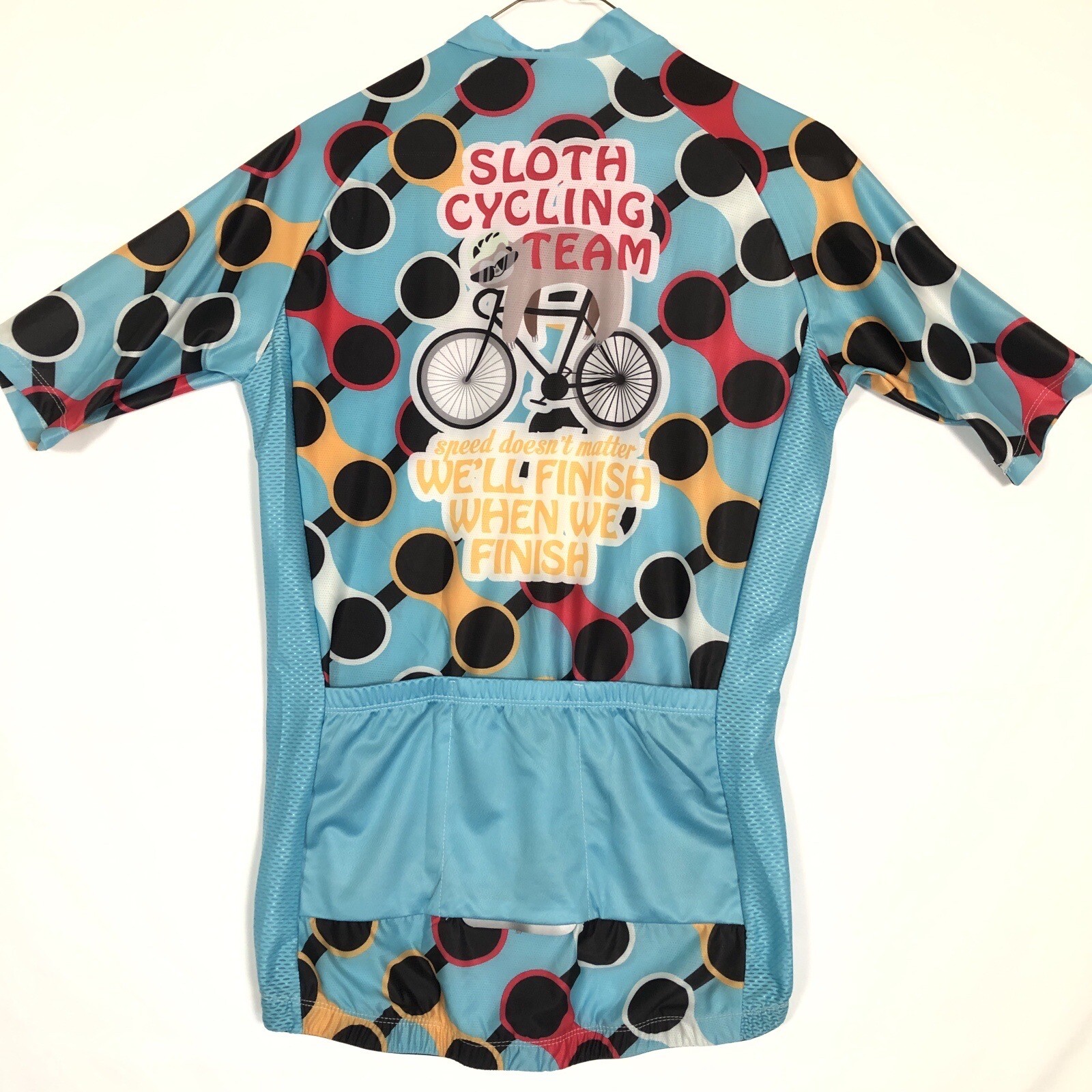 Bike Beer Sloth Cycling Team Jersey Size Small Zipper Front Three Rear Pockets