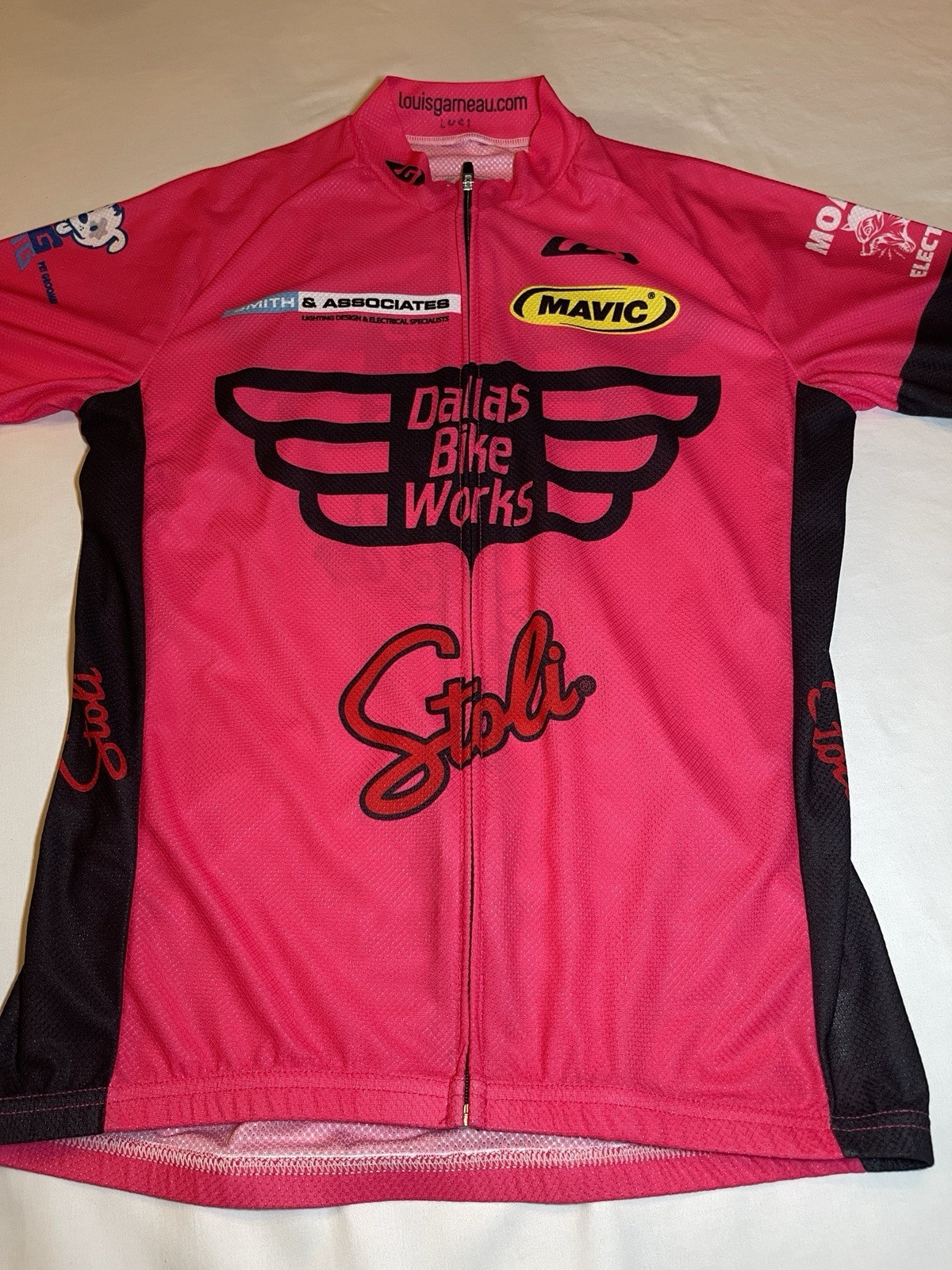 Louis Garneau Dallas Bike Works Stoli Pink Black Cycling Jersey Full Zip